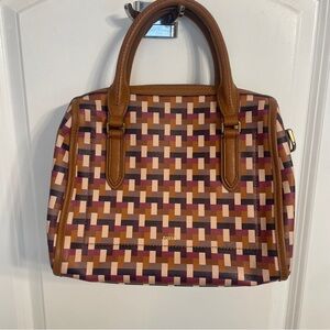 Fossil Williamson Satchel Purple Multi brown, Crossbody Strap Not With Bag